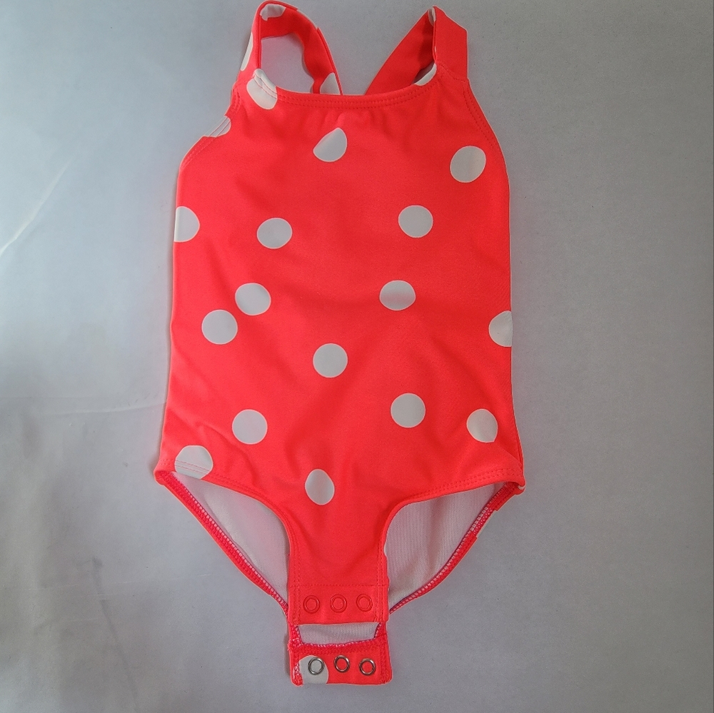 Carter's Neon Pink with White Polkadots Baby One Piece Swimsuit Size 12 months